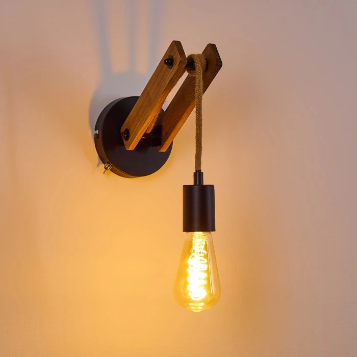 Hofstein Aarhus Wandleuchte Schwarz, Holz dunkel, 1-flammig 13 Hofstein Aarhus Wandleuchte Schwarz, Holz dunkel, 1-flammig - Image 13