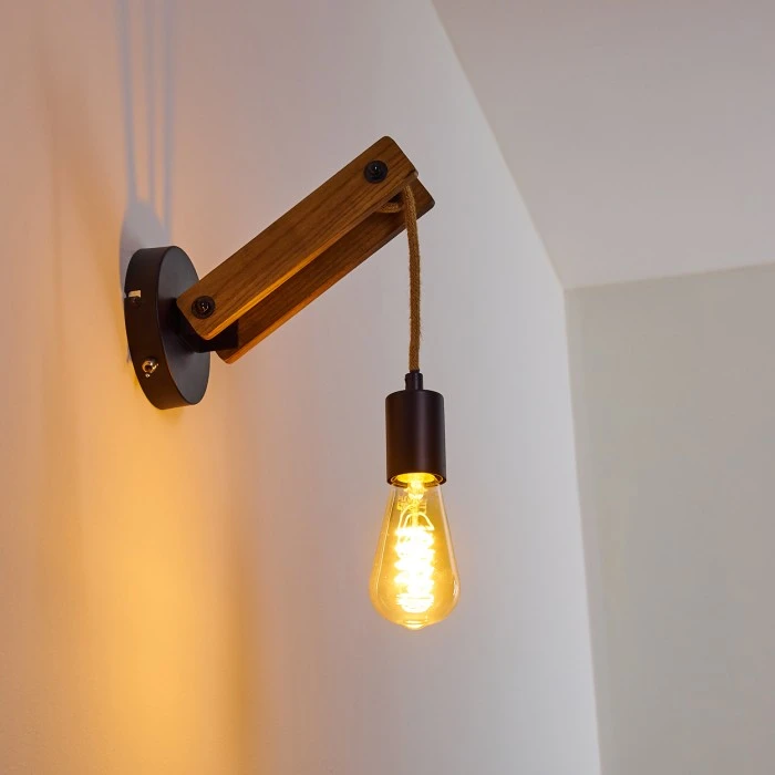Hofstein Aarhus Wandleuchte Schwarz, Holz dunkel, 1-flammig 7 Hofstein Aarhus Wandleuchte Schwarz, Holz dunkel, 1-flammig - Image 7