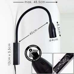 Hofstein Alsea Bettleuchte LED Schwarz, 1-flammig, Bewegungsmelder -Wandleuchten Verkauf alsea bettleuchte h3311790 1