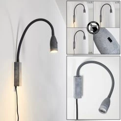 Hofstein Alsea Bettleuchte LED Grau, 1-flammig, Bewegungsmelder