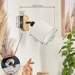 Hofstein Alsen Wandleuchte Schwarz, Holz hell, 1-flammig -Wandleuchten Verkauf alsen wandleuchte h3581131 3