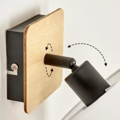 Hofstein Alsen Wandleuchte Schwarz, Holz hell, 1-flammig -Wandleuchten Verkauf alsen wandleuchte h3581131 5