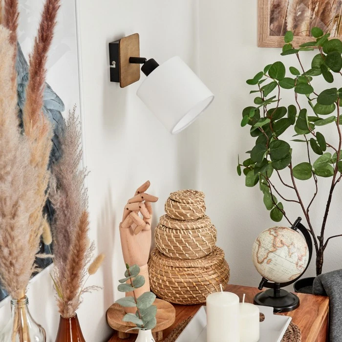 Hofstein Alsen Wandleuchte Schwarz, Holz dunkel, 1-flammig 2 Hofstein Alsen Wandleuchte Schwarz, Holz dunkel, 1-flammig - Image 2