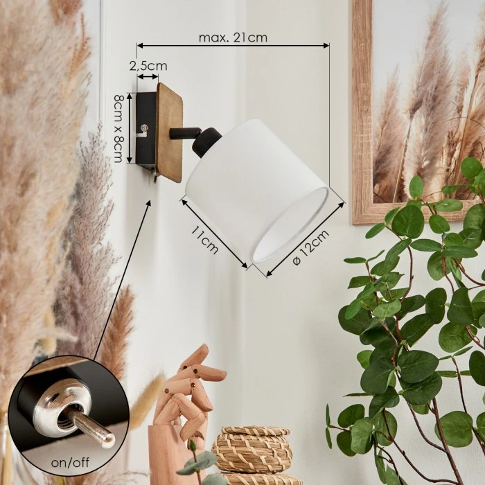 Hofstein Alsen Wandleuchte Schwarz, Holz dunkel, 1-flammig 4 Hofstein Alsen Wandleuchte Schwarz, Holz dunkel, 1-flammig - Image 4