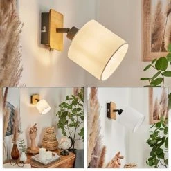 Hofstein Alsen Wandleuchte Schwarz, Naturfarben, 1-flammig