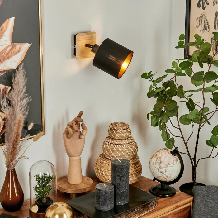 Hofstein Alsen Wandleuchte Schwarz, Holz hell, 1-flammig 11 Hofstein Alsen Wandleuchte Schwarz, Holz hell, 1-flammig - Image 11