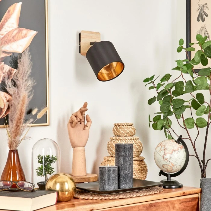 Hofstein Alsen Wandleuchte Schwarz, Holz hell, 1-flammig 12 Hofstein Alsen Wandleuchte Schwarz, Holz hell, 1-flammig - Image 12