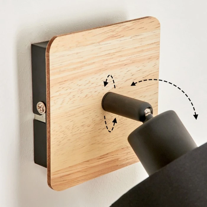 Hofstein Alsen Wandleuchte Schwarz, Holz hell, 1-flammig 6 Hofstein Alsen Wandleuchte Schwarz, Holz hell, 1-flammig - Image 6