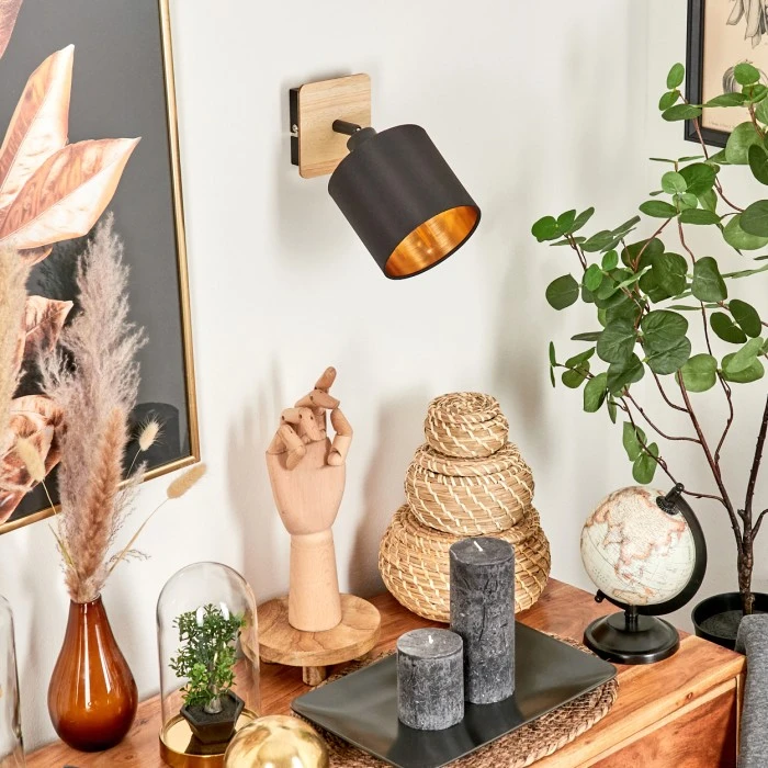 Hofstein Alsen Wandleuchte Schwarz, Holz hell, 1-flammig 10 Hofstein Alsen Wandleuchte Schwarz, Holz hell, 1-flammig - Image 10