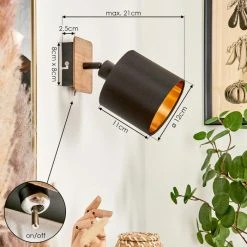 Hofstein Alsen Wandleuchte Schwarz, Holz dunkel, 1-flammig -Wandleuchten Verkauf alsen wandleuchte h3581292 3