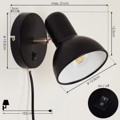 Hofstein Ambousi Wandleuchte Chrom, Schwarz, 1-flammig -Wandleuchten Verkauf ambousi wandleuchte h3409541 3