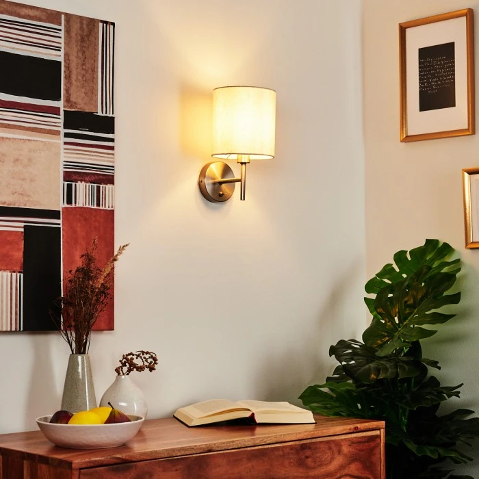 Hofstein Antillo Wandleuchte Nickel-Matt, 1-flammig 1 Hofstein Antillo Wandleuchte Nickel-Matt, 1-flammig