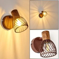 Hofstein Arjen Wandleuchte Rostfarben, Holz dunkel, 1-flammig