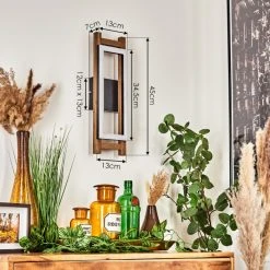 Hofstein Ayajasco Wandleuchte LED Schwarz, Holzoptik, Naturfarben, 1-flammig -Wandleuchten Verkauf ayajasco wandleuchte h3580073 3