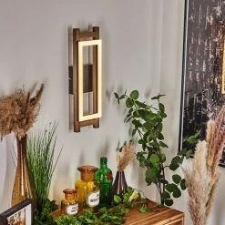 Hofstein Ayajasco Wandleuchte LED Schwarz, Holzoptik, Naturfarben, 1-flammig -Wandleuchten Verkauf ayajasco wandleuchte h3580073 8