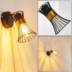 Hofstein Ayen Wandleuchte Schwarz-Gold, 1-flammig