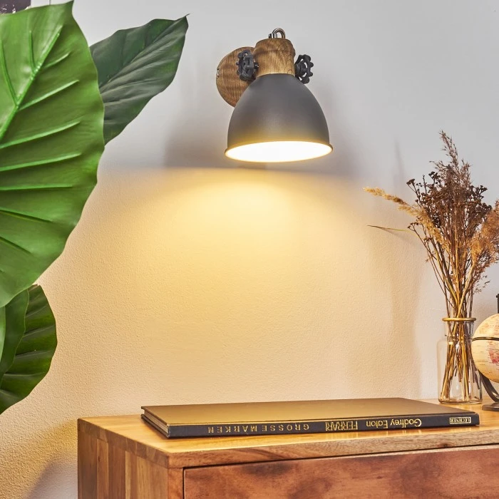 Hofstein Banjul Wandleuchte Grau, Holz dunkel, 1-flammig 7 Hofstein Banjul Wandleuchte Grau, Holz dunkel, 1-flammig - Image 7