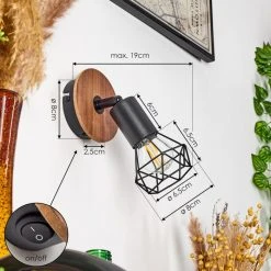 Hofstein Baripada Wandleuchte Schwarz, Holz dunkel, 1-flammig 15 Hofstein Baripada Wandleuchte Schwarz, Holz dunkel, 1-flammig -Wandleuchten Verkauf baripada wandleuchte h3433966 3