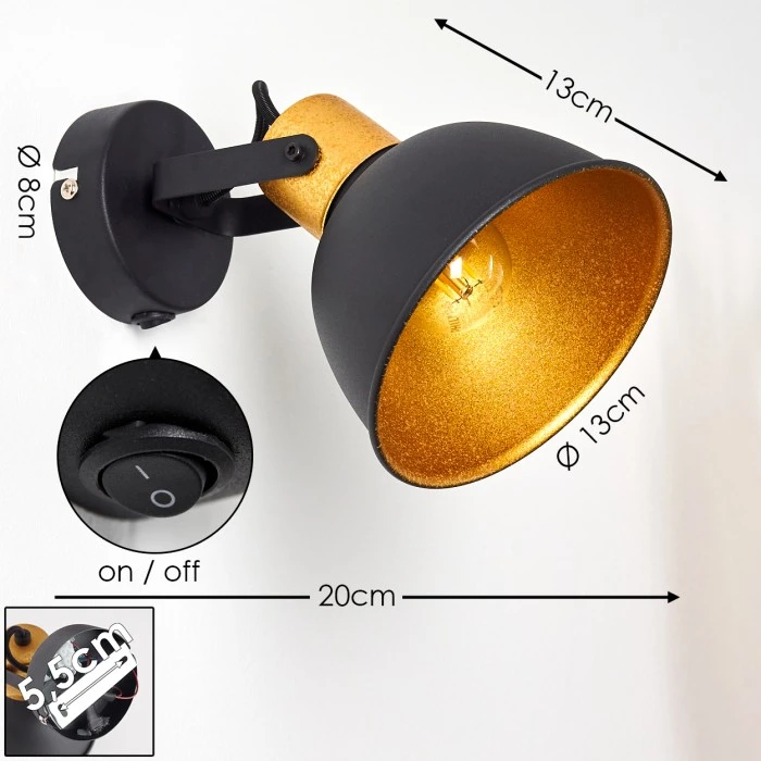 Hofstein Borik Wandleuchte Schwarz, 1-flammig 2 Hofstein Borik Wandleuchte Schwarz, 1-flammig - Image 2