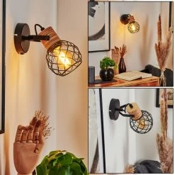 Hofstein Bridgeport Wandleuchte Schwarz, 1-flammig