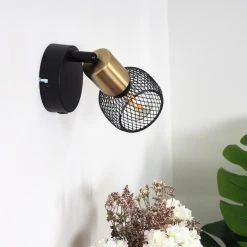 Hofstein Cairns Wandleuchte Schwarz, Altmessing, 1-flammig -Wandleuchten Verkauf cairns wandleuchte h3408414 9