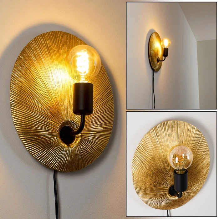 Hofstein Calcasieu Wandleuchte Schwarz-Gold, 1-flammig 1 Hofstein Calcasieu Wandleuchte Schwarz-Gold, 1-flammig