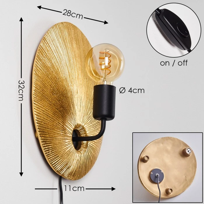 Hofstein Calcasieu Wandleuchte Schwarz-Gold, 1-flammig 2 Hofstein Calcasieu Wandleuchte Schwarz-Gold, 1-flammig - Image 2
