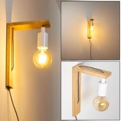 Hofstein Canoe Wandleuchte Holz hell, 1-flammig