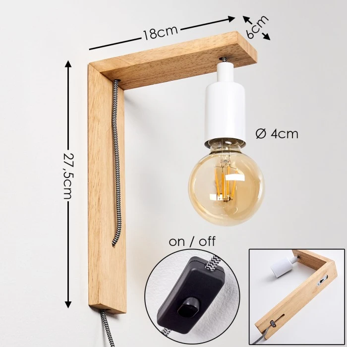 Hofstein Canoe Wandleuchte Holz hell, 1-flammig 2 Hofstein Canoe Wandleuchte Holz hell, 1-flammig - Image 2