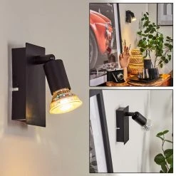 Hofstein Castillo Wandleuchte Schwarz, 1-flammig