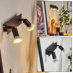 Hofstein Castillo Wandleuchte Schwarz, 2-flammig