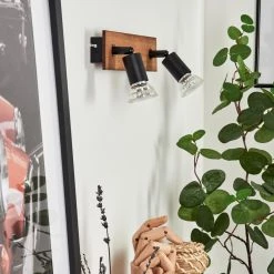 Hofstein Castillo Wandleuchte Schwarz, Naturfarben, 2-flammig -Wandleuchten Verkauf castillo wandleuchte h3613337 1