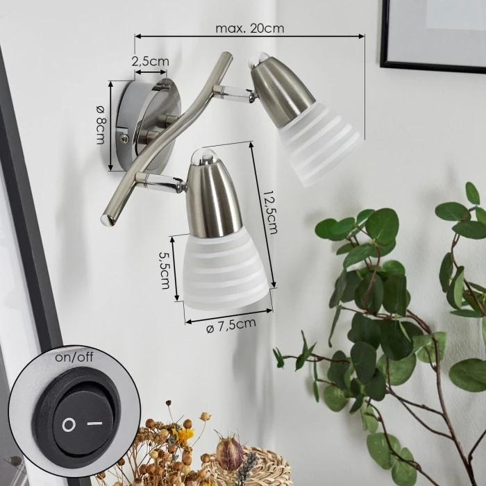 Hofstein Chapod Wandleuchte Nickel-Matt, 2-flammig 4 Hofstein Chapod Wandleuchte Nickel-Matt, 2-flammig - Image 4