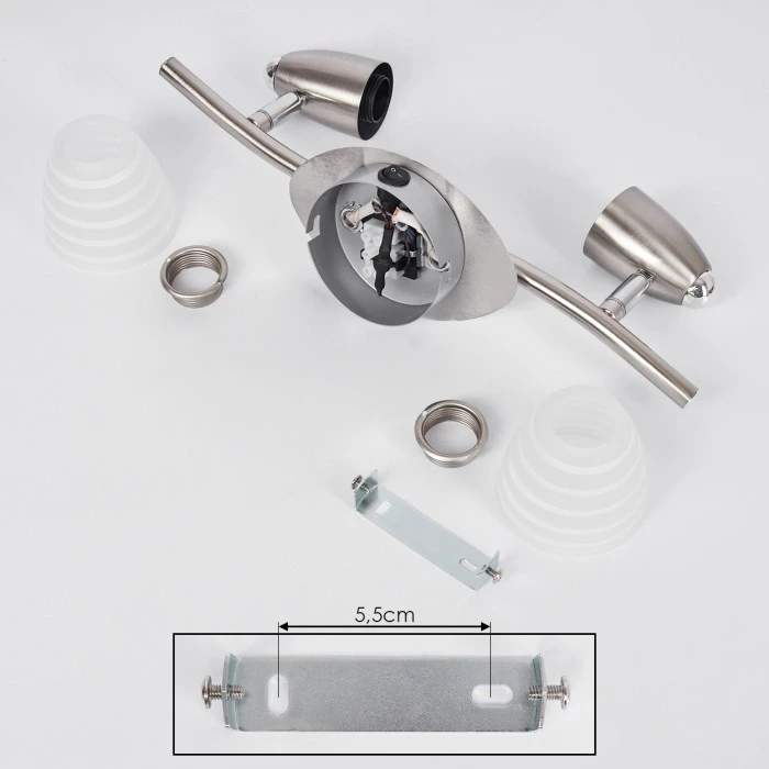 Hofstein Chapod Wandleuchte Nickel-Matt, 2-flammig 5 Hofstein Chapod Wandleuchte Nickel-Matt, 2-flammig - Image 5