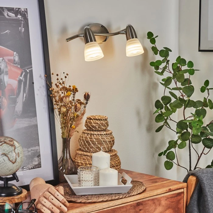 Hofstein Chapod Wandleuchte Nickel-Matt, 2-flammig 7 Hofstein Chapod Wandleuchte Nickel-Matt, 2-flammig - Image 7