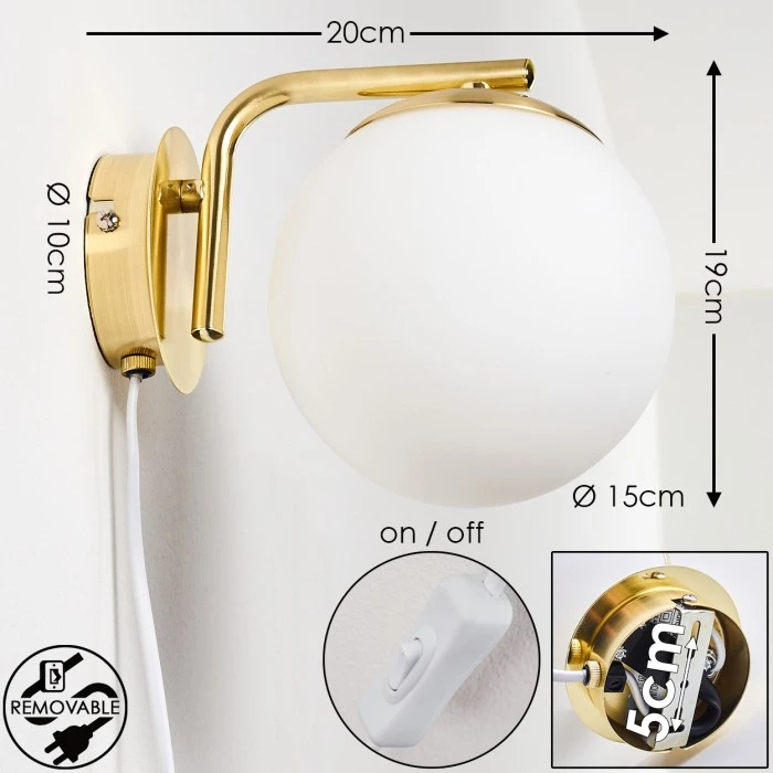 Hofstein Chemung Wandleuchte Messing, 1-flammig 2 Hofstein Chemung Wandleuchte Messing, 1-flammig - Image 2