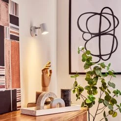 Hofstein Chennai Wandleuchte Chrom, Weiß, 1-flammig