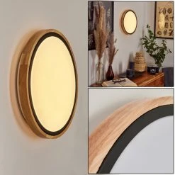 Hofstein Corinto Wandleuchte LED Schwarz, Naturfarben, 1-flammig