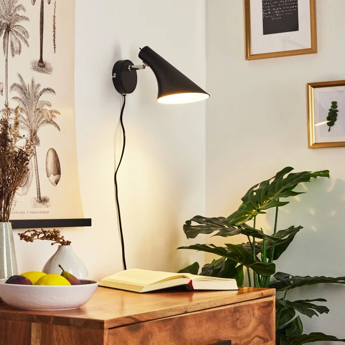 Hofstein Corralcay Wandleuchte Chrom, Schwarz, 1-flammig 1 Hofstein Corralcay Wandleuchte Chrom, Schwarz, 1-flammig