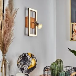 Hofstein Deadwood Wandleuchte LED Chrom, Braun, Holzoptik, 2-flammig -Wandleuchten Verkauf deadwood wandleuchte h3542606 6