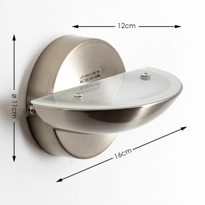 Hofstein Dominical Wandleuchte LED Nickel-Matt, 2-flammig 2 Hofstein Dominical Wandleuchte LED Nickel-Matt, 2-flammig - Image 2