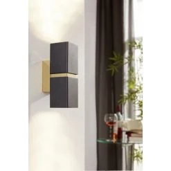 Eglo Leuchten Eglo PASSA Wandleuchte LED Schwarz, Gold, 2-flammig