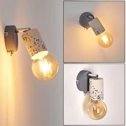 Hofstein Elkhorn Wandleuchte Chrom, Grau, Steinoptik, 1-flammig