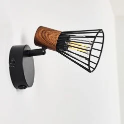 Hofstein Errested Wandleuchte Schwarz, Holz dunkel, 1-flammig -Wandleuchten Verkauf errested wandleuchte h3340943 do1 19