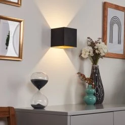 Hofstein Fulufo Wandleuchte LED Schwarz, Kupferfarben, 1-flammig