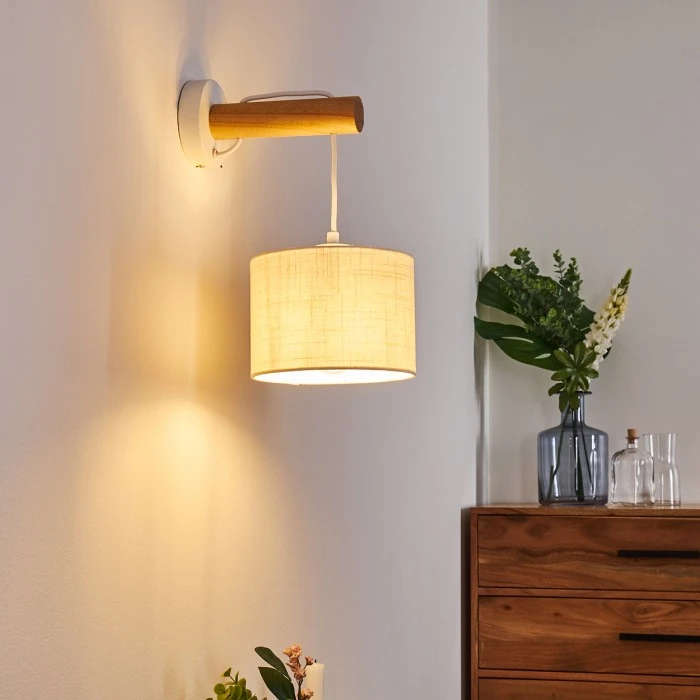 Hofstein Geelong Wandleuchte Weiß, Holz hell, 1-flammig 17 Hofstein Geelong Wandleuchte Weiß, Holz hell, 1-flammig - Image 17