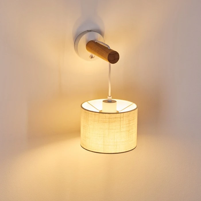 Hofstein Geelong Wandleuchte Weiß, Holz hell, 1-flammig 4 Hofstein Geelong Wandleuchte Weiß, Holz hell, 1-flammig - Image 4