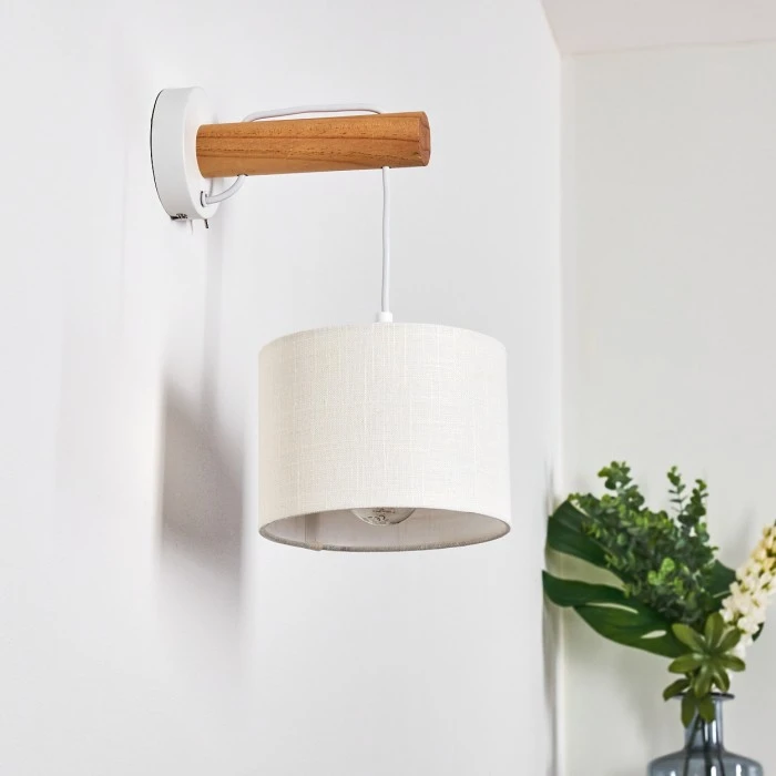 Hofstein Geelong Wandleuchte Weiß, Holz hell, 1-flammig 5 Hofstein Geelong Wandleuchte Weiß, Holz hell, 1-flammig - Image 5