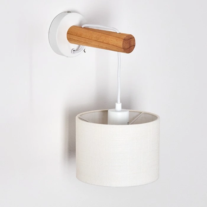 Hofstein Geelong Wandleuchte Weiß, Holz hell, 1-flammig 6 Hofstein Geelong Wandleuchte Weiß, Holz hell, 1-flammig - Image 6