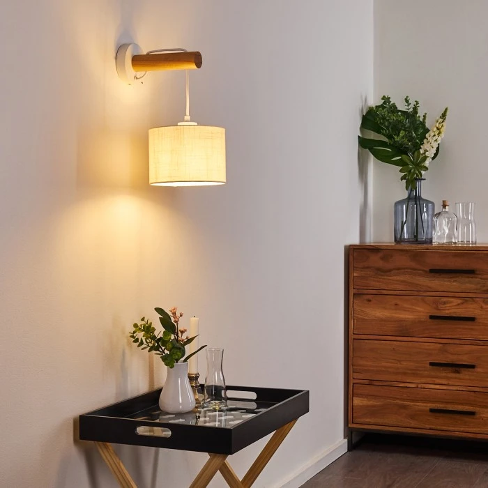 Hofstein Geelong Wandleuchte Weiß, Holz hell, 1-flammig 10 Hofstein Geelong Wandleuchte Weiß, Holz hell, 1-flammig - Image 10